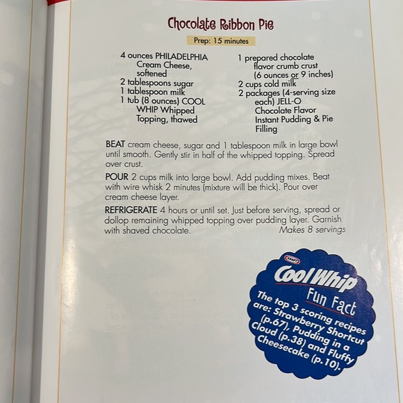 Celebrate With Cool Whip Cookbook Recipes HC Book - Picture 5 of 15